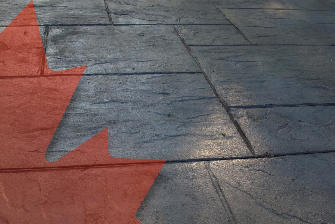 Close view of a sealed stamped concrete surface